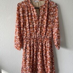 DR2 Orange and White Casual Sundress with Bishop Sleeves